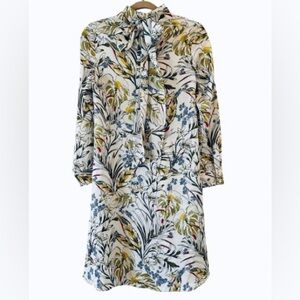 Mia Mod High Neck Floral Swing Dress with Bow. Size S